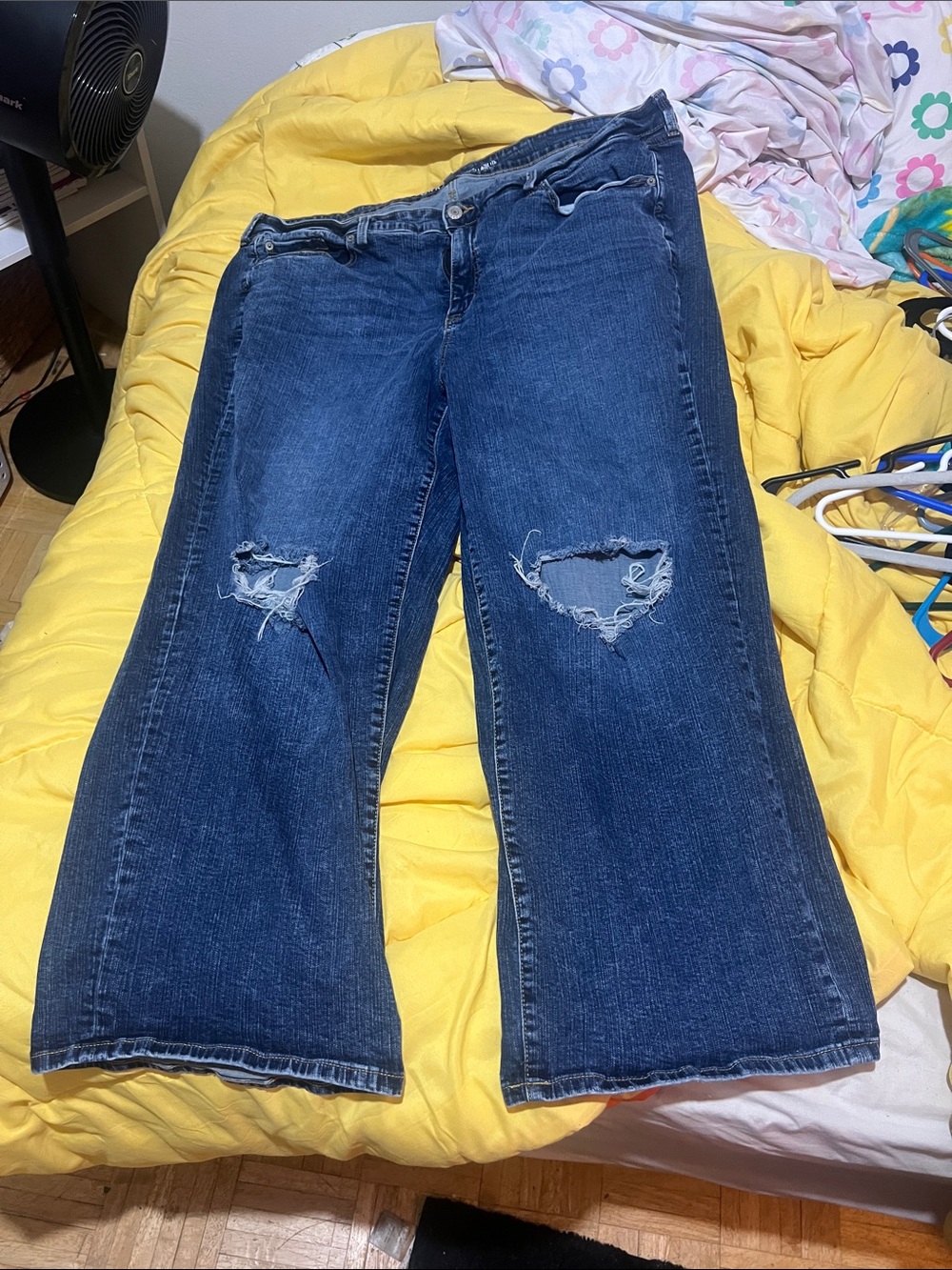 torrid Dark Blue Distressed Wide-Leg Jeans